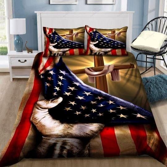 American Cross 3D - Jesus Quilt Bedding