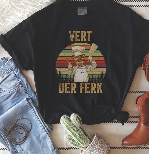 Vintage Vert Der Ferk Women Funny T-Shirt Cute Tops Chef Graphics Tee