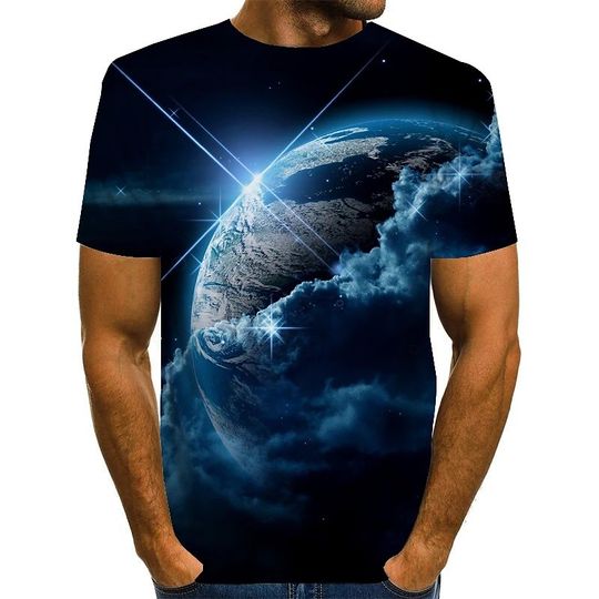 Unisex Tee T shirt 3D Graphic Interstellar Plus Size Short Sleeve Causal Tops Vintage
