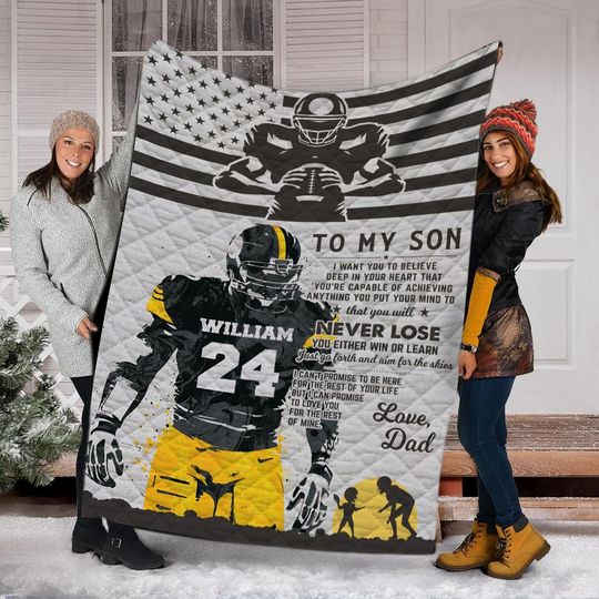 To My Son From Dad Football Quilt