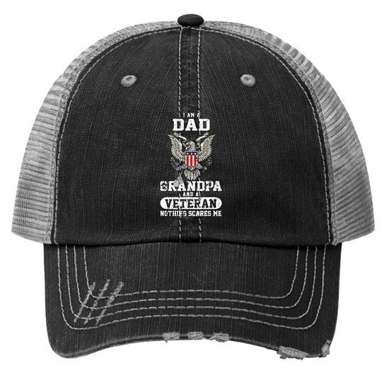 I Am A Dad Grandpa And A Veteran Trucker Hat Gift