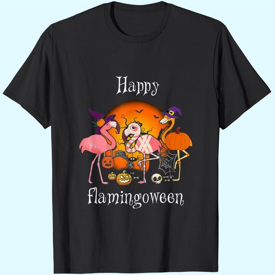 Happy Flamingoween Witch Pumpkin Flamingo Halloween Costume T-Shirt