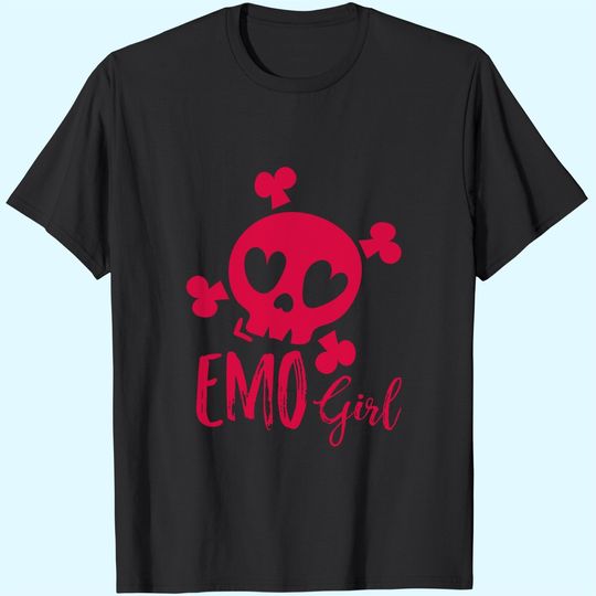 Emo Girl Pink Skull T-Shirt