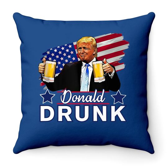 Trump 4th Of July Funny Drinking Presidents - Donald Drunk Throw Pillow