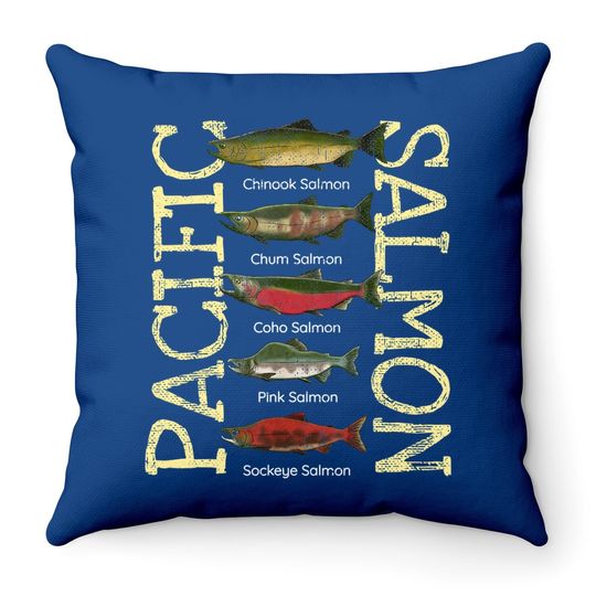 Pacific Salmon Fishing Throw Pillow