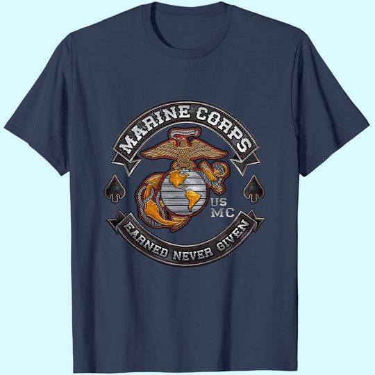 Marine Corps T-Shirt USMC Marine Corps Biker MC T-Shirt MM2398