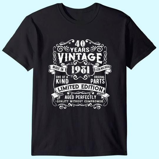 Vintage Made in 1981 40th Bday Gifts 40 Quarantine Birthday T-Shirt
