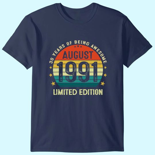 30 Year Old Vintage August 1991 Limited Edition T Shirt