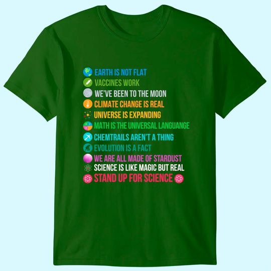 Earth Is Not Flat Vaccines Work Science Teacher Nerd Geek T-Shirt