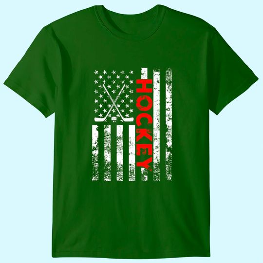 American Flag Hockey USA Patriotic T Shirt