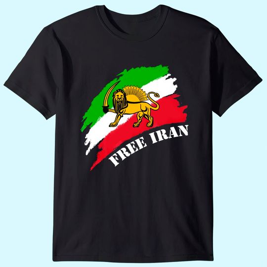 Free Iran Flag With Lion T Shirt