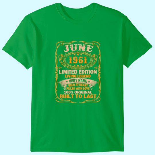Vintage 60 Years Old June 1961 60th Birthday T Shirt