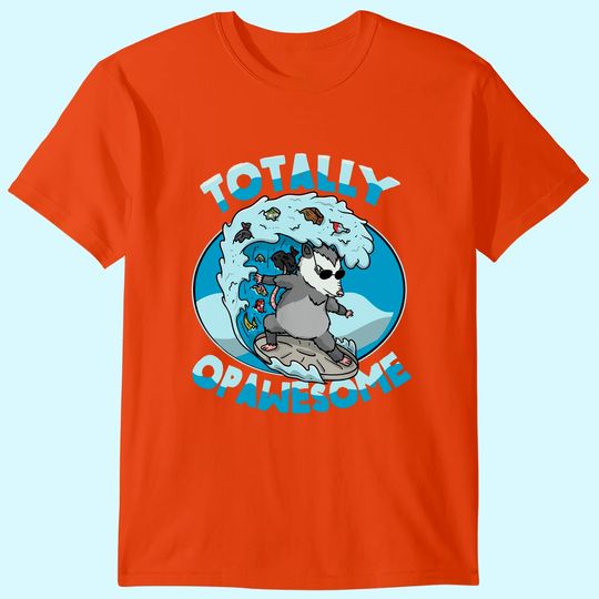 Funny Opossum Possum Totally Opawesome Surfing T-Shirt