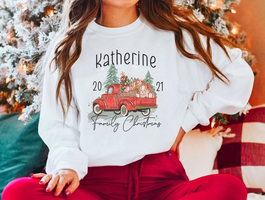Personalized Family Christmas Custom Name Matching Family Sweatshirt