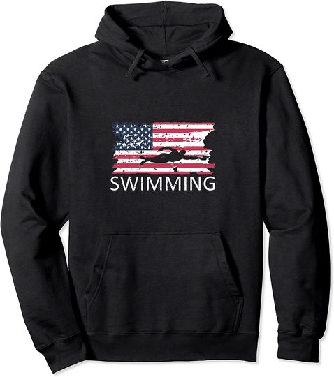 USA Swimming Hoodie Distressed US Flag Swimming Hoody