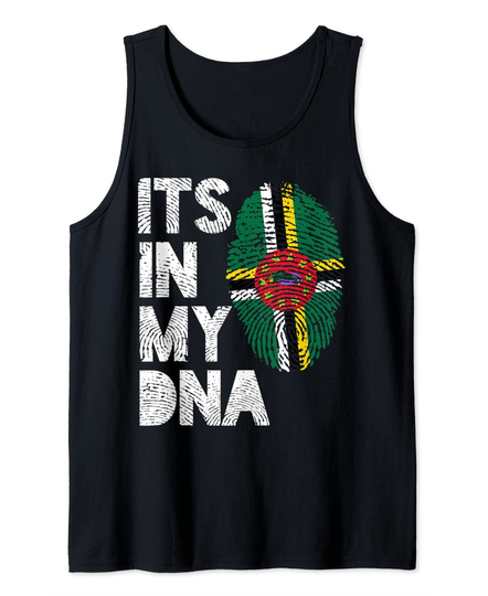 Its In My DNA Dominica Flag Fingerprint Tank Top
