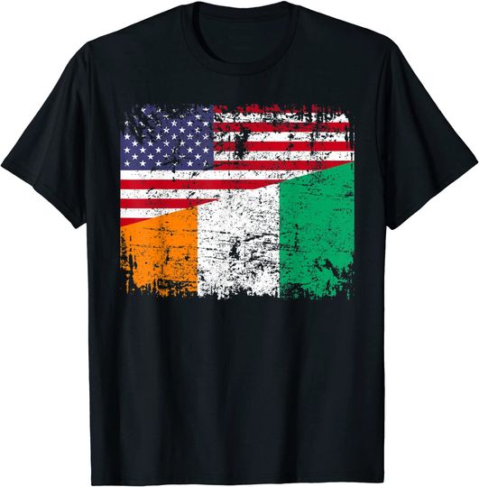 Half American Flag Ivory Coast T Shirt