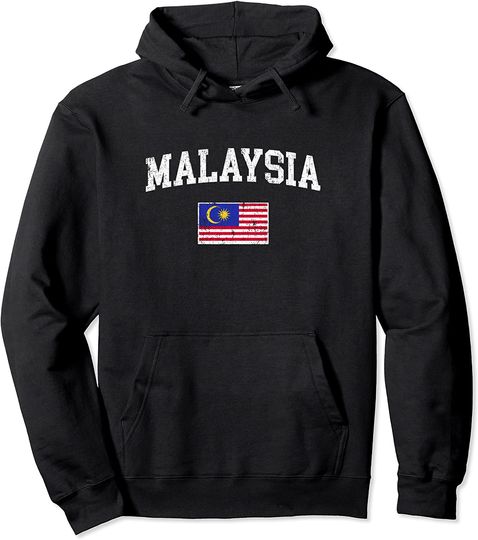 Malaysia Flag Vintage Pullover Hoodie