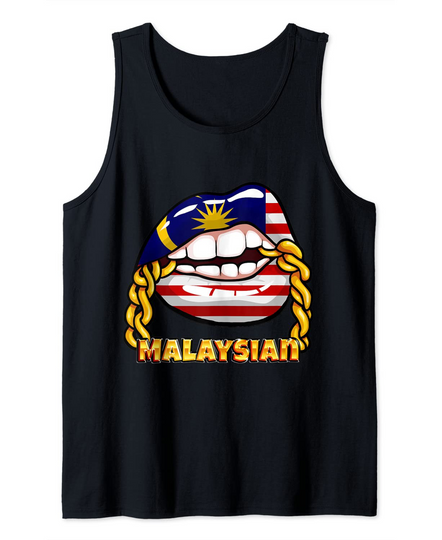 Malaysia National Flag Lips with Chain Tank Top