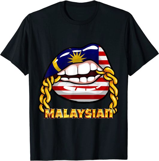 Malaysia National Flag Lips with Chain T-Shirt