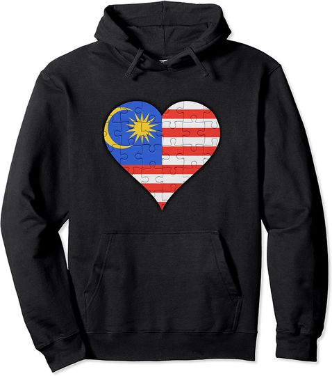 Malaysia Malaysian Flag Heart Pullover Hoodie