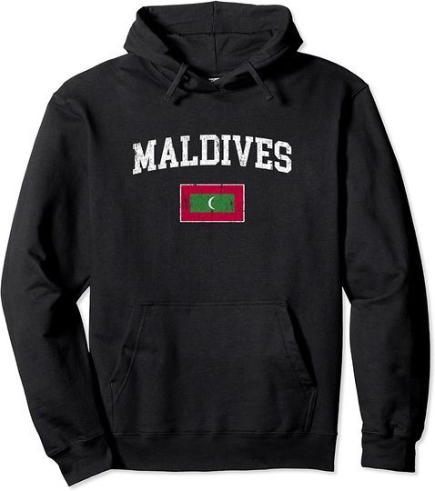 Maldives Flag Vintage Pullover Hoodie