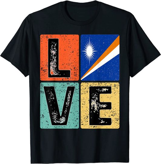 Vintage Retro I Love Marshall Islands Flag for Marshallese T-Shirt