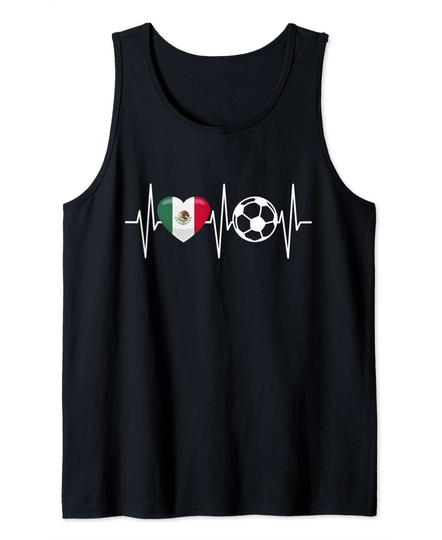 Mexico Soccer Shirt Funny Soccer Fan Heartbeat Mexican Tank Top