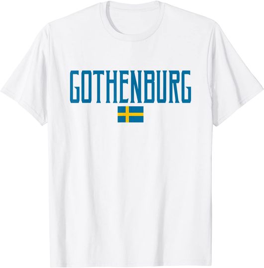 Gothenburg Sweden Flag Vintage Blue Text T-Shirt