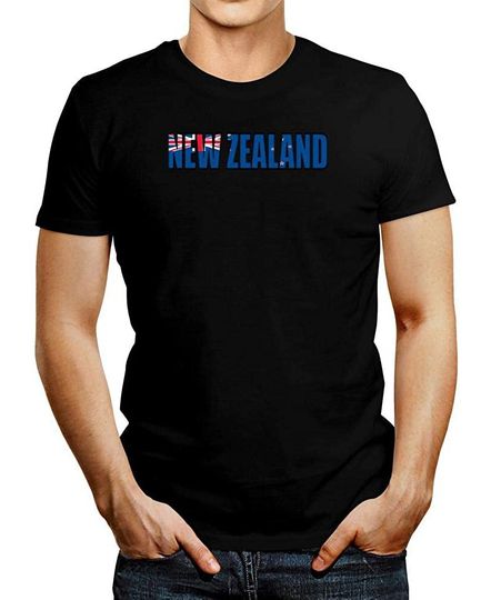 Idakoos New Zealand Flag Font T-Shirt