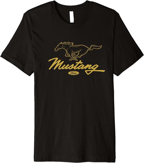 Ford Mustang Pony Script Logo Premium T Shirt