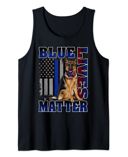 Police Officer K9 Dog Shirt Blue Lives Matter Blue Line Flag Tank Top