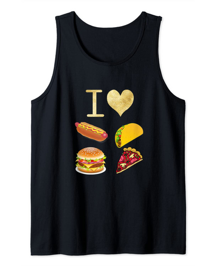 I Love Burger Hot-Dog Tacos Pizza kings of fast food Tank Top