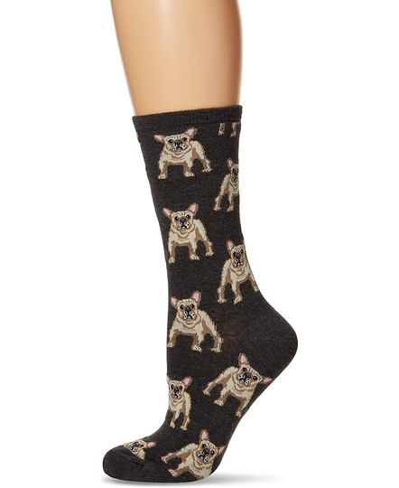 Women's Frenchie Socks,Charcoal Heather, One Size
