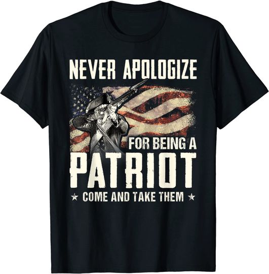 Mens Never Apologize For Being Patriot Undefeated Soldier Vet Day T Shirt