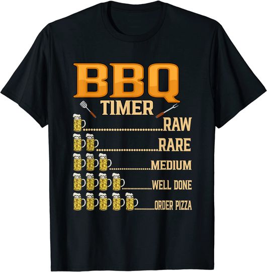 BBQ Timer Raw Rare Medium Well Done Grill T Shirt