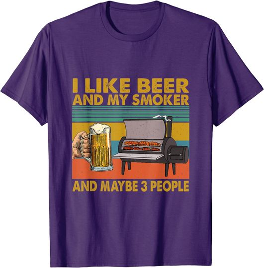 Vintage Retro I Like Beer My Smoker Funny Beer Lover T Shirt