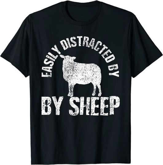 Easily Distracted By Sheep Farm Animal Vintage Gift T-Shirt