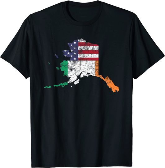 Irish American Flag Alaska St. Patrick's Day Vintage Gift T-Shirt