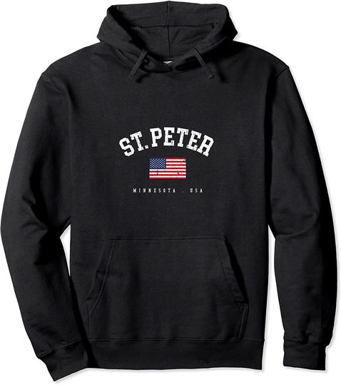 St. Peter MN Retro American Flag USA City Name Pullover Hoodie
