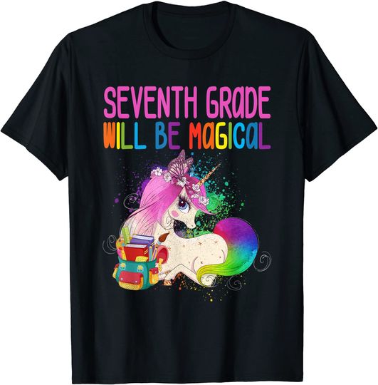First Day Of Seventh Grade Magical Unicorn Back School T-Shirt