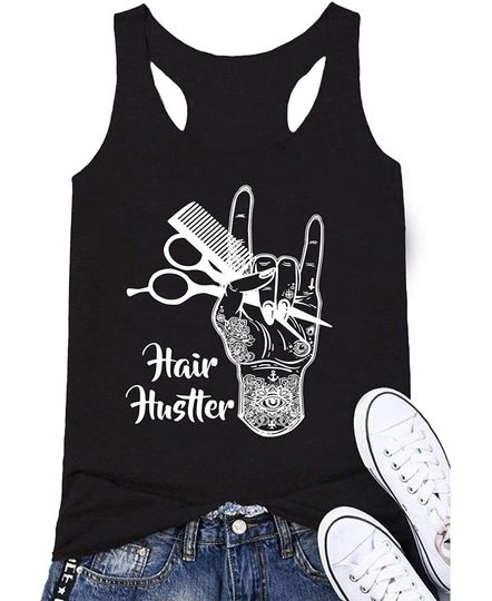 Hair Hustler Tank Top Hairdresser Stylist Tattoos Art Graphic Tees Gifts T-Shirt