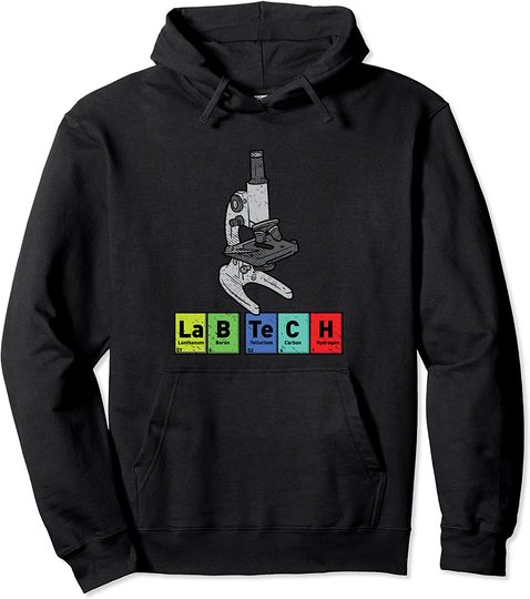 Funny Lab Tech Microscope Biology Scientist Periodic Table Pullover Hoodie