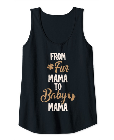 From Fur Mama To Baby Mama Retro Pregnancy Announcement Cat Tank Top