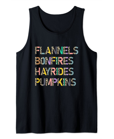 Flannels Bonfires Hayrides Pumpkins FALL Season Cozy Fall Tank Top
