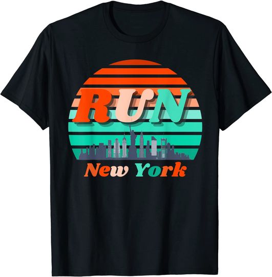 New York Sunrise City Silhouette Celebrate Running T-Shirt