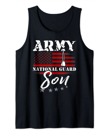 Mens Proud Army National Guard Son US Flag Tees US Military Tank Top