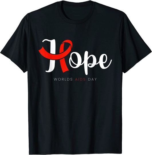 Hope Red Ribbon World AIDS Day HIV Disease Awareness Gift T-Shirt