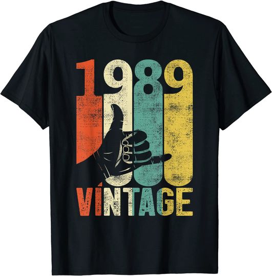 Vintage 32th Birthday Shaka 1989 Surfing Sign Retro 80s T-Shirt