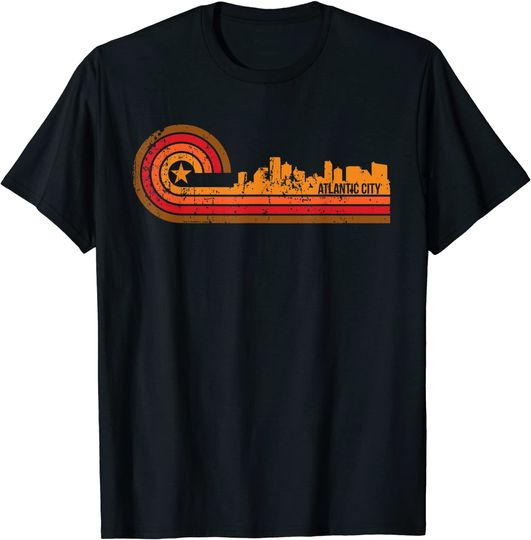 Retro Atlantic City T-Shirt - Atlantic City NJ Skyline
